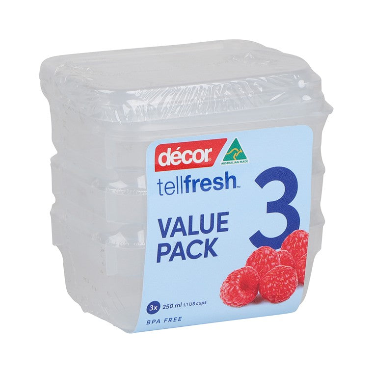 Décor Tellfresh Containers, 250ml, 3pk