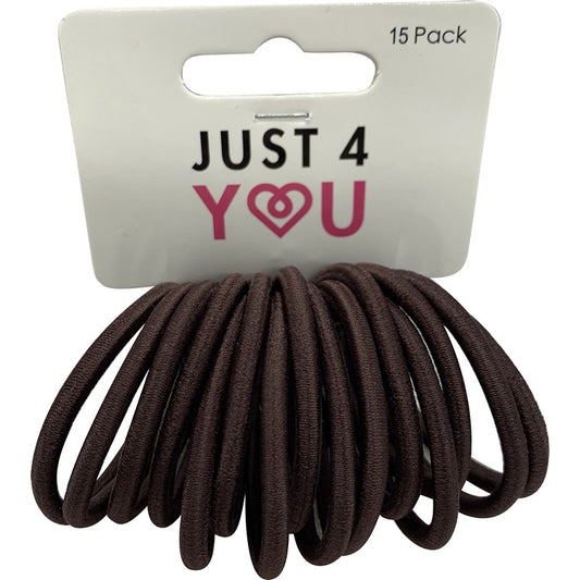 School Hair Elastic, Brown, 15pk