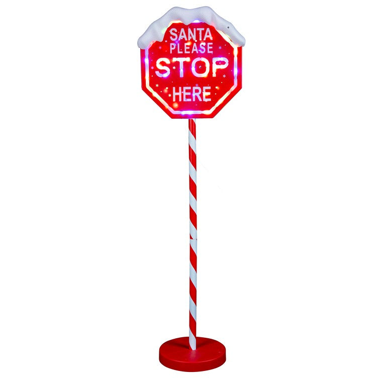 LED Santa Stop Here Sign