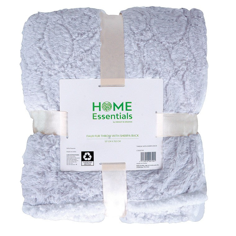 Home Essentials Throw w/ Sherpa Back, 6 Asstd Colours