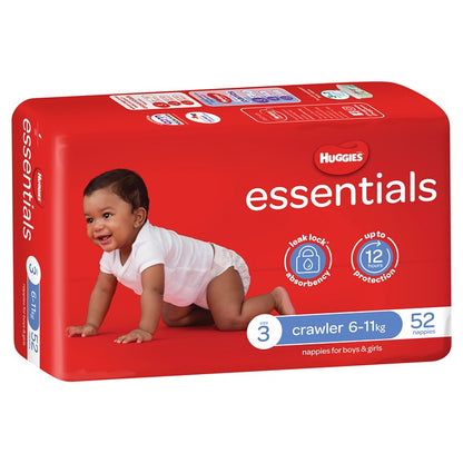 Huggies Essentials 52pk, Size 3, Crawler