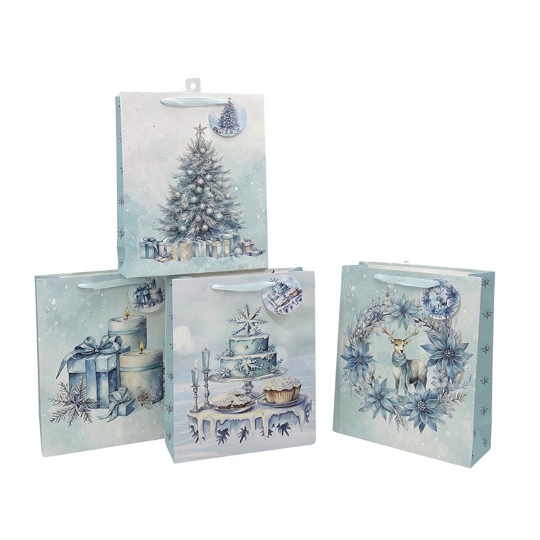 Christmas Winter Wonderland Bottle Gift Bag, Asstd, XLarge