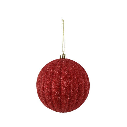 Glitter Ribbed Bauble, 100mm, Asstd