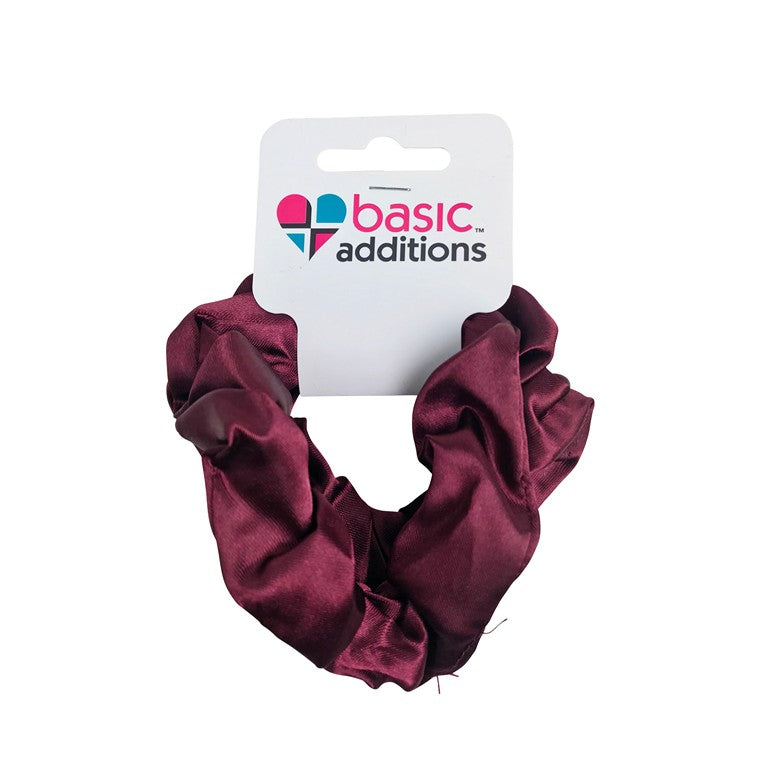 School Hair Scrunchie Satin, Burgundy, 2pk