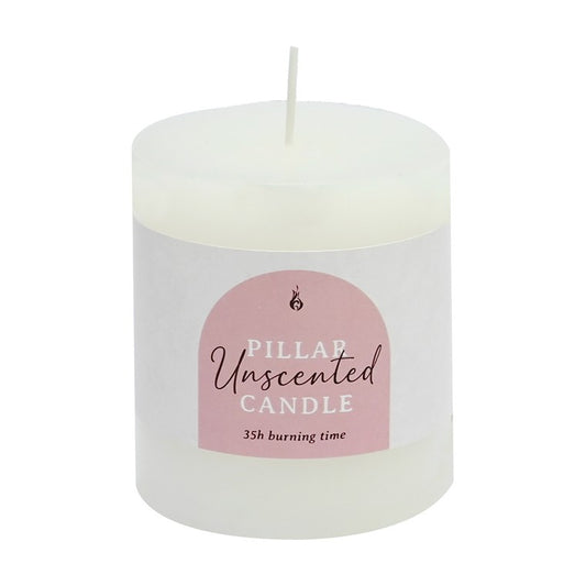 Unscented Pillar Candle, White, 7 x 7.5cm