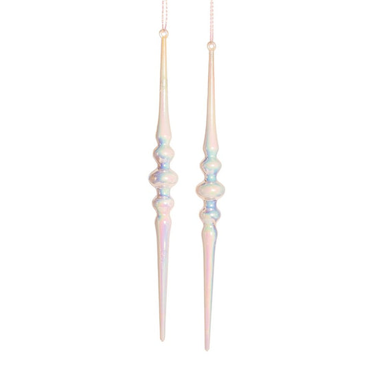 Iridescent White Icicles Tree Ornament, 2pk