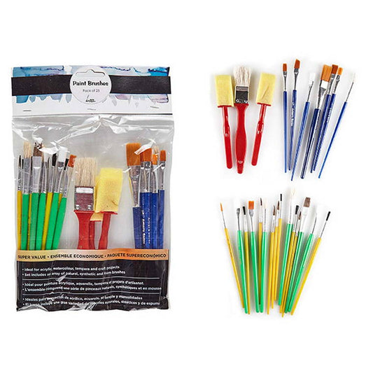 Artist Paint Brush Set, Assorted, 25pk