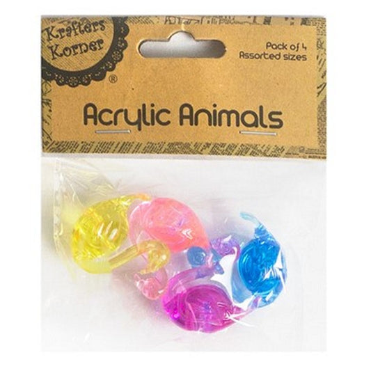 Decorative Acrylic 3D Animals, 4 Asstd Designs