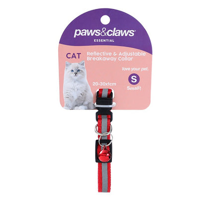 Cat Collar Nylon Reflective Breakaway w/ Bell, 3 Asstd Colours