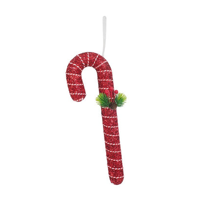 Hanging Glitter Berry Candy Cane, 33cm, Asstd