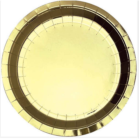 Gold Chrome Dinner Plate, 23cm, 8pk