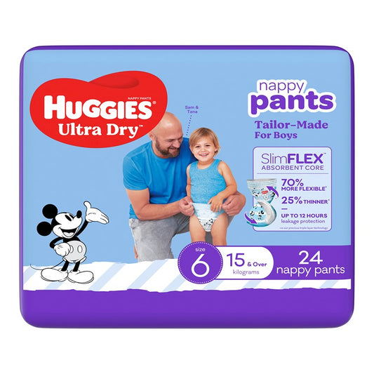 Huggies Nappy Pants Boy 24pk, Size 6, Junior