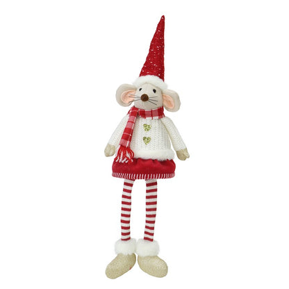 Festive Mouse Knit Jumper Dangly Legs, 60cm, Asstd