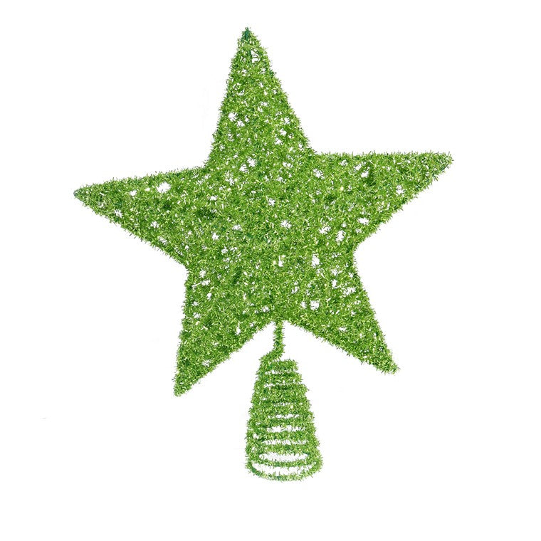 Mean Green Tinsel Star Topper, 25cm