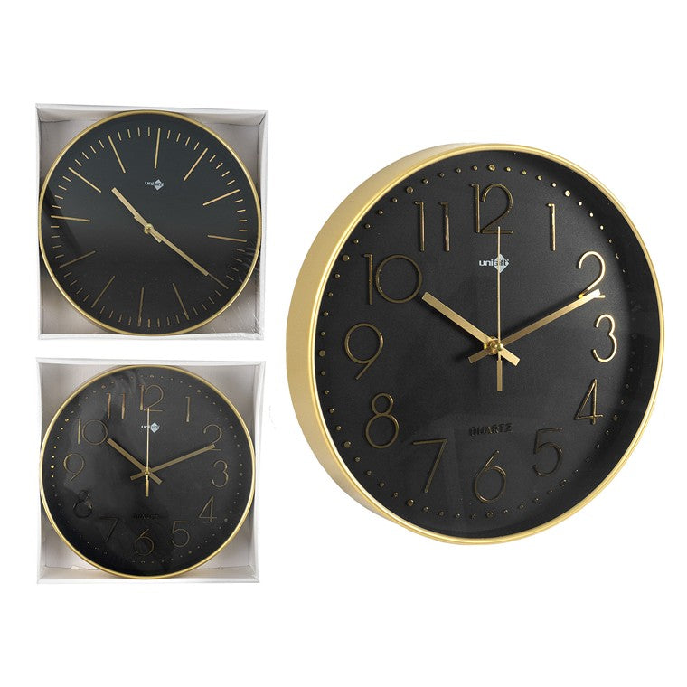 Black Gold Clock, 30cm, 2 Asstd Designs