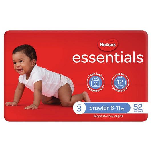 Huggies Essentials 52pk, Size 3, Crawler