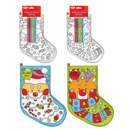 Christmas Colour In Canvas Stocking Bag Kit