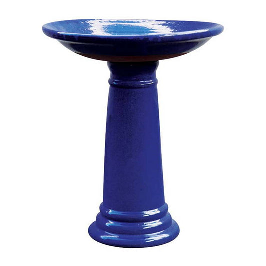 Ceramic Birdbath Glazed, Blue