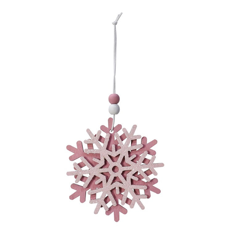 Hanging Snowflake Pink, 9cm, Asstd