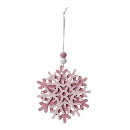 Hanging Snowflake Pink, 9cm, Asstd