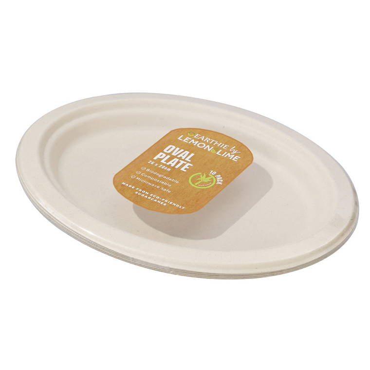 L&L Eco Oval Plate, Natural, 26X20cm, 10pk