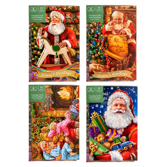 Xmas Cards Textured Foil Santa, 10pk