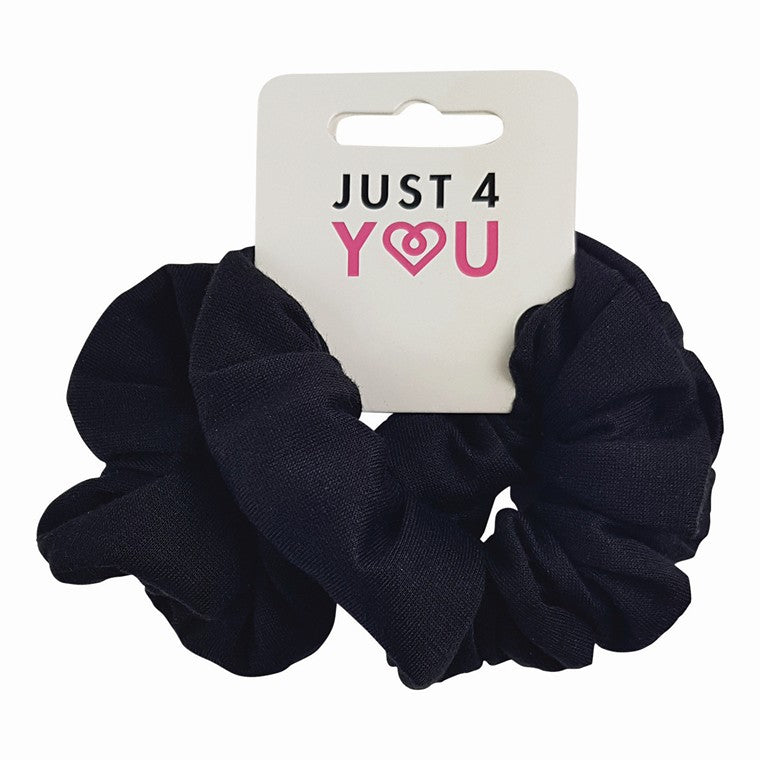 Hair Scrunchie Cotton Soft, Black, 2pk