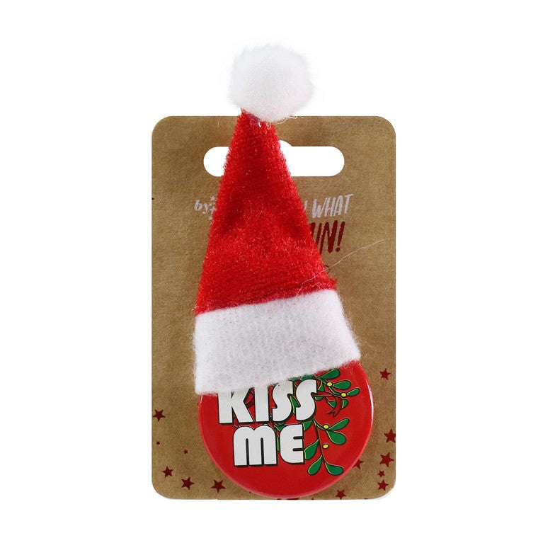 Santa Hat Metal Badge, Asstd