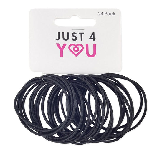 Hair Elastic, Black, 24pk