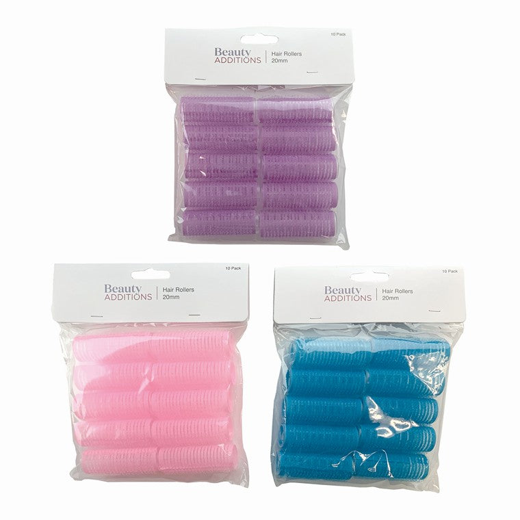 Hair Rollers, 20mm, 10pk, 3 Asstd Colours