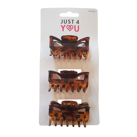 Claw Clip, Tortishell, 6cm, 3pk