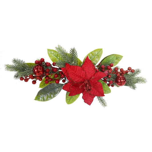 Poinsettia Berry Table Deco, Asstd