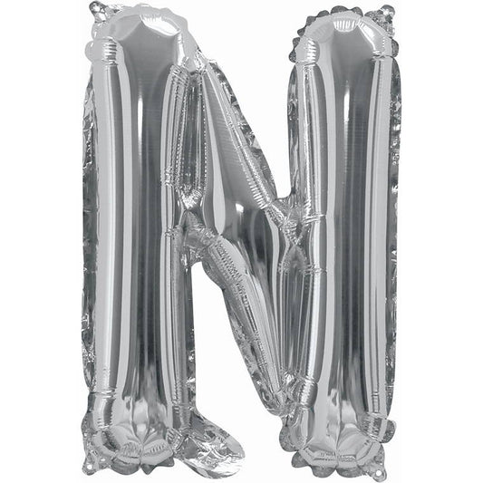 Silver Foil Balloon, 35cm, Letter N