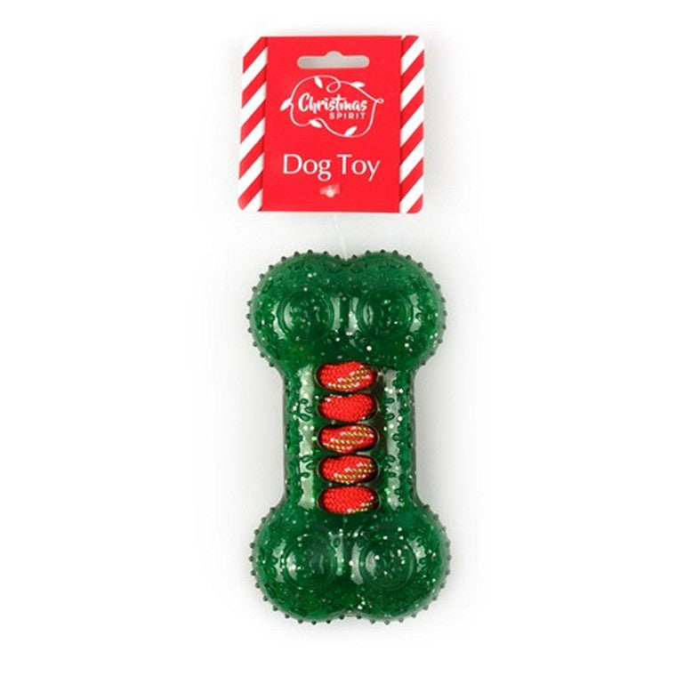 Christmas Dog Rope Ring & Bone Toy, Asstd