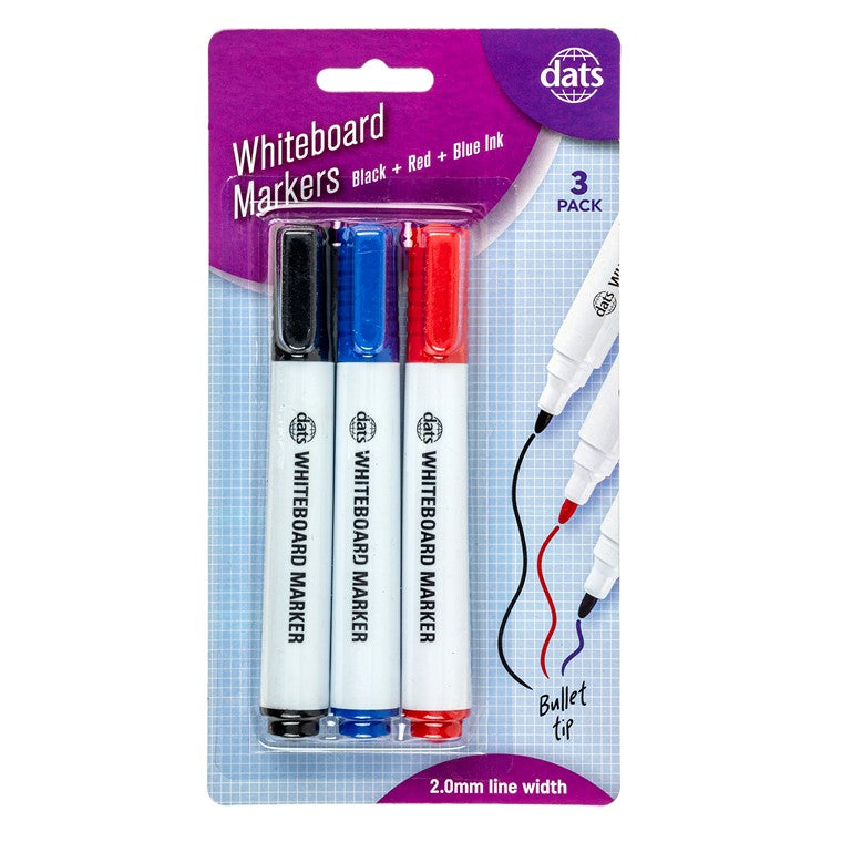 Whiteboard Markers, Mixed, 3pk