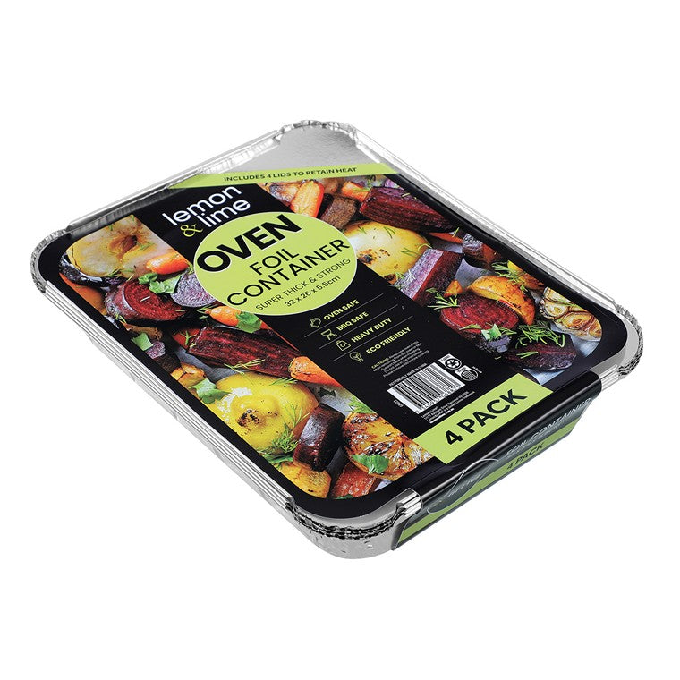 Foil Container w/ Lid, 4pk