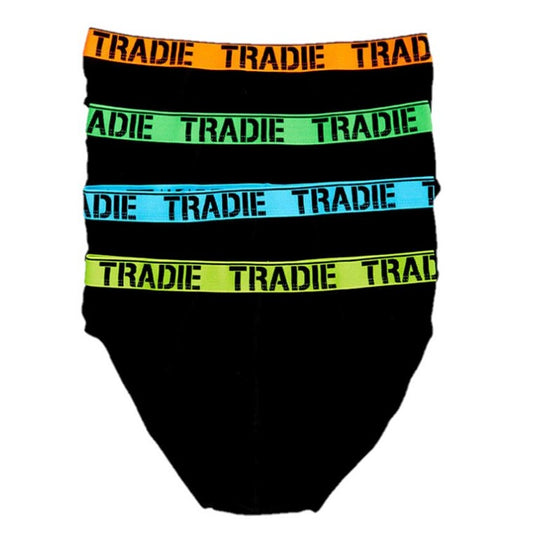 Tradie Mens, Black Briefs, 4pk, Large