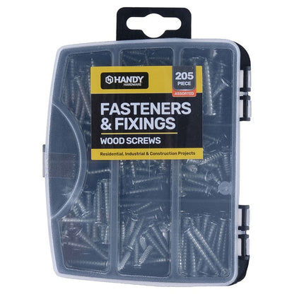 Fasteners & Fixings, Wood Screws, 205pc