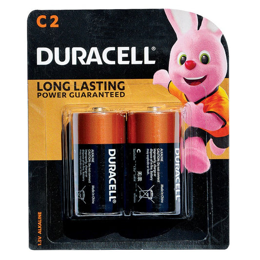 Duracell Alkaline Battery, C, 2pk