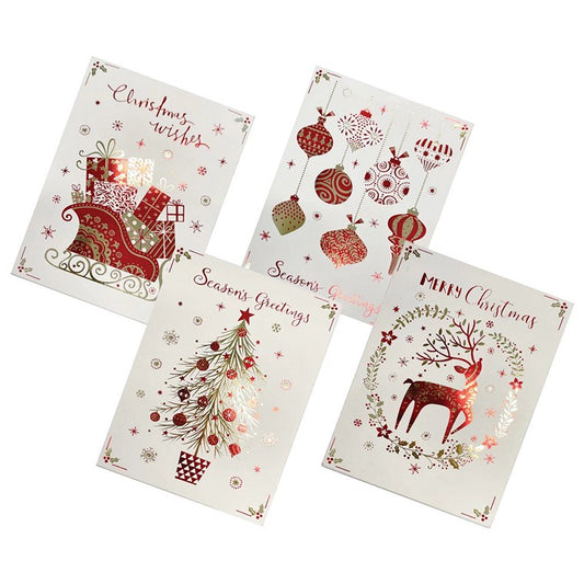 Xmas Cards Gold Stamped, 8pk