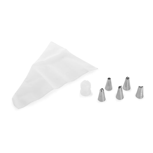 Chefs Own Piping Bag w/Stainless Steel Tips, 6pce