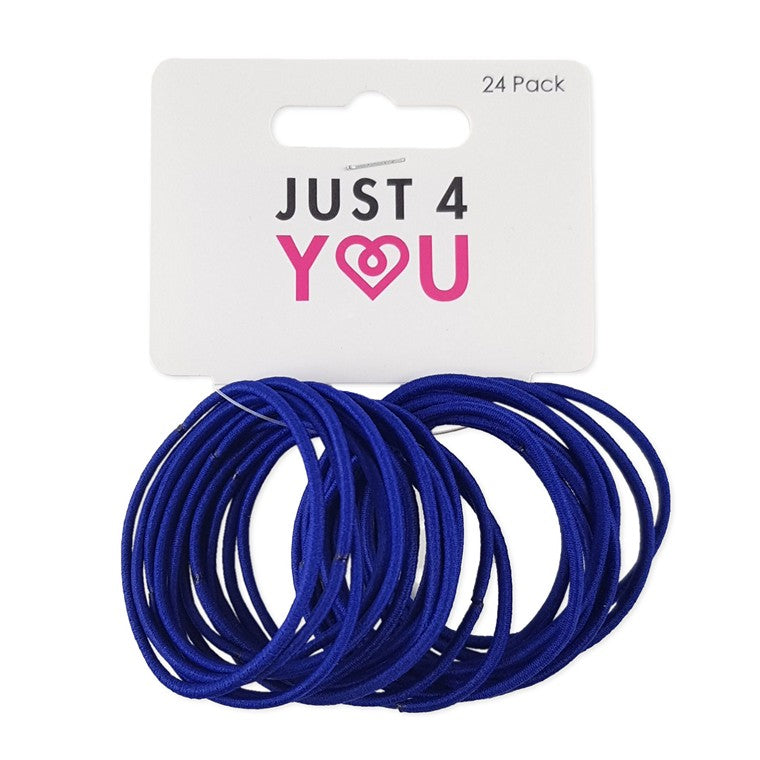 School Hair Elastic, Royal Blue, 24pk