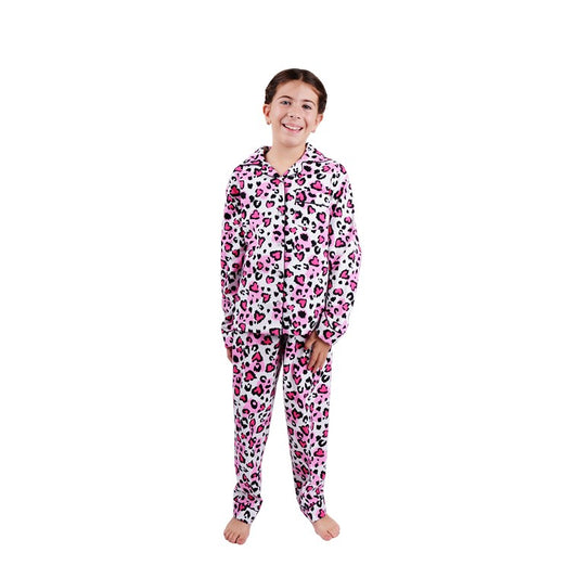 Flannel PJ Set, Love Leopard, Size 16