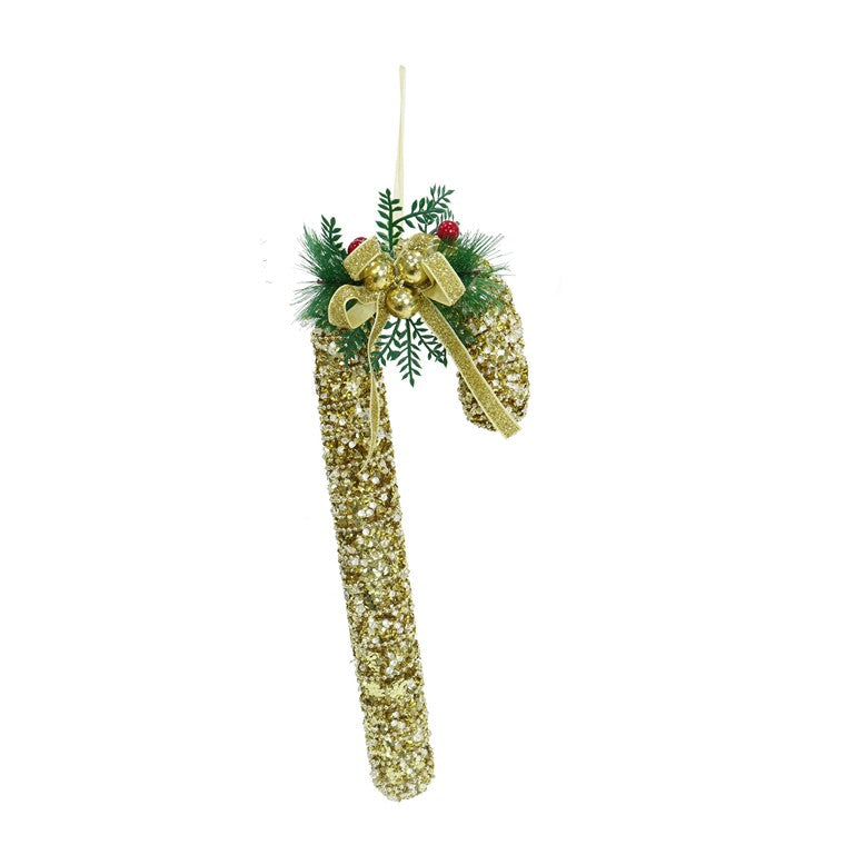 Sparkly Candy Cane w/ Pine Deco, Asstd