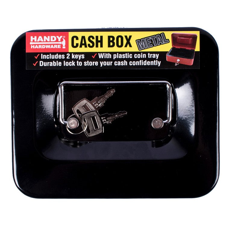 Metal Cash Box, 19x15.5x8cm, 3 Asstd Colours