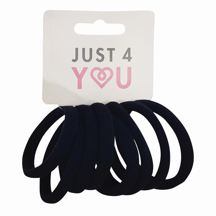 Hair Elastic Rolled, Black, 8pk