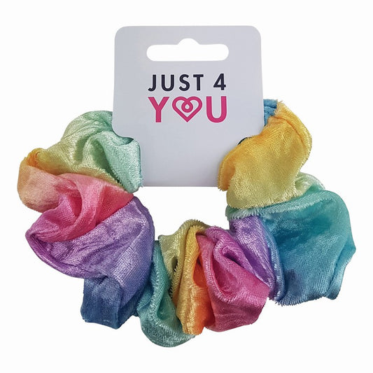 Hair Scrunchie Velvet, Rainbow Print