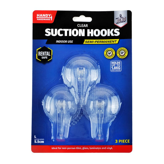 Clear Suction Hooks, 3pc