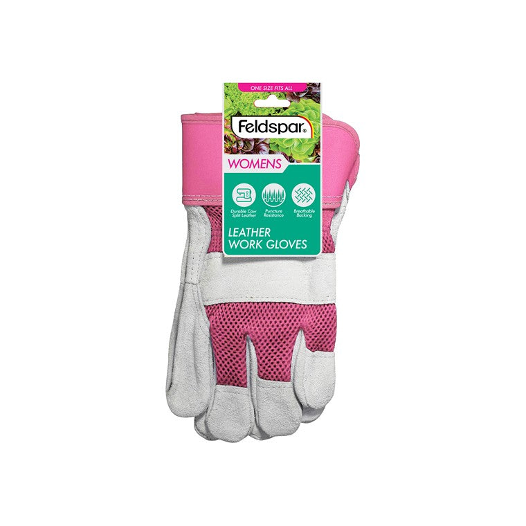 Ladies Leather Work Gloves, 1pk