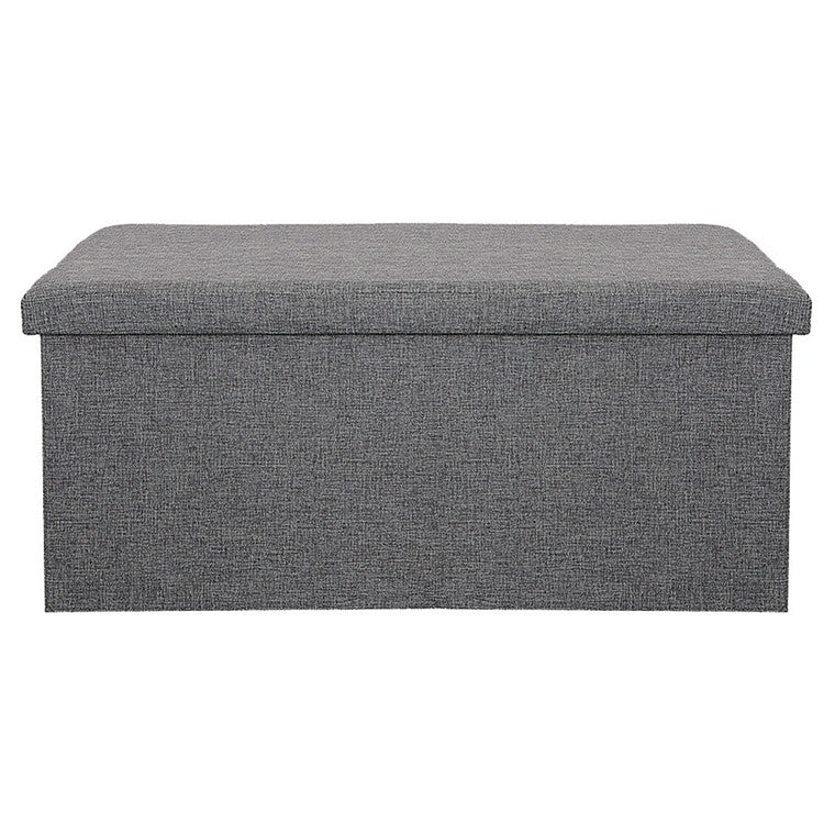 Storage Ottoman, Double, Grey Linen